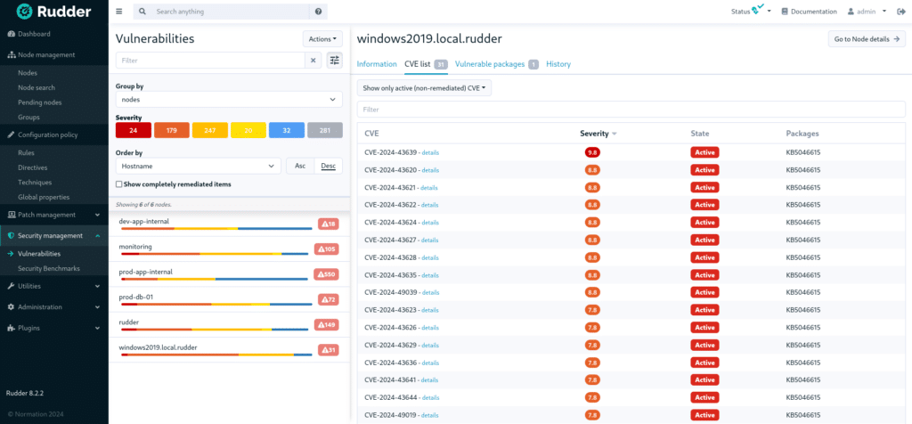 Screenshot of our Windows CVE page with high severity